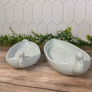 Light Blue Duck Ceramic Trinket Trays (set of 2)